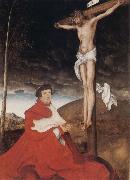 Hans Holbein, Cardinal Albrecht of Branden-burg before the Crucifiel Christ